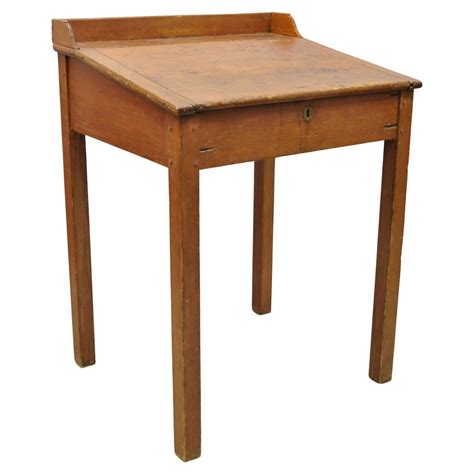Antique Primitive Colonial Cherry Walnut Tall Schoolmasters Desk Stand
