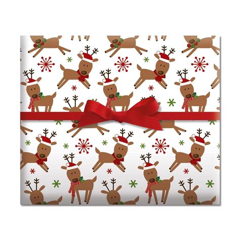 merry reindeer jumbo rolled t wrap 1 giant roll 23 inches wide by 35 feet long