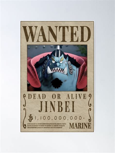 Jinbei Wanted Poster Post Wano Updated Bounty Poster One Piece Poster Anime Lover Gift Anime