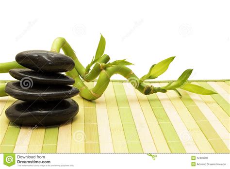 Green Bamboo And Four Stones Stock Image Image Of Feng Buddhism