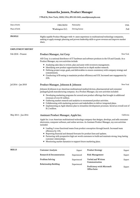 You are a great product manager. Product Manager Resume & Guide | Manager resume, Resume ...