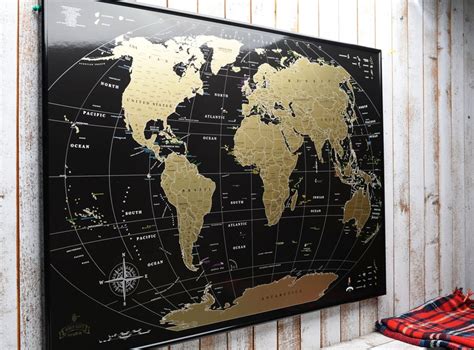 Large Framed Personalized World Scratch Off Map W Usa Etsy