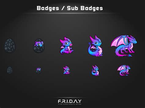 Sub Badges For Twitch Hatching Dragon Cartoon By Friday Design On