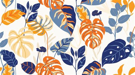 Tropical Forest Art Deco Wallpaper Floral Pattern With Exotic Flowers