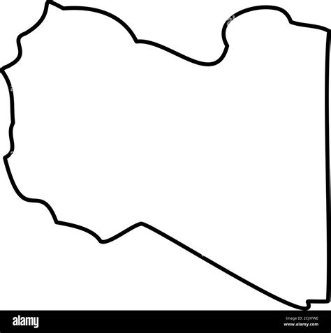 Libya Solid Black Outline Border Map Of Country Area Simple Flat