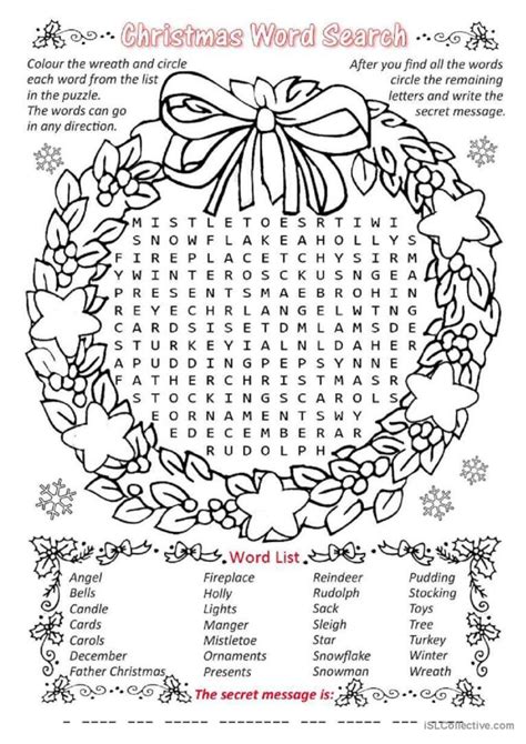 Christmas Word Search Word Search English Esl Worksheets Pdf And Doc