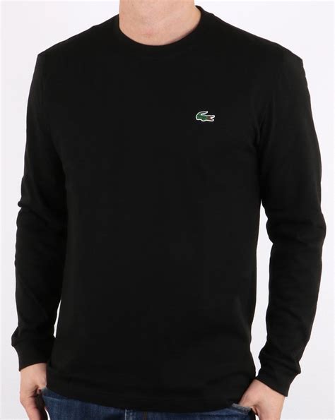 Lacoste Long Sleeve T Shirt Black Mens Tee Smart Cotton Crew Neck