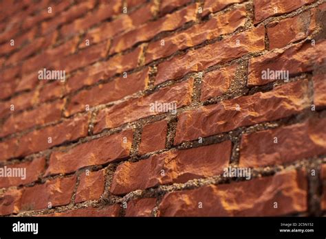 Loft Red Brick Wall Angled View Polished Brick Wall In Attic Interior