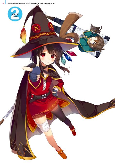 Megumin Satou Kazuma And Chomusuke Kono Subarashii Sekai Ni Shukufuku Wo Drawn By Mishima