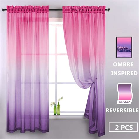 Aurora Sky Themed Gradient Two Tone Ombre Curtains Purple