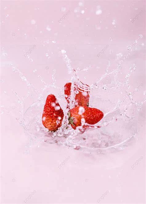 Strawberry Pink Background Splash Fruit And Picture For Free Download