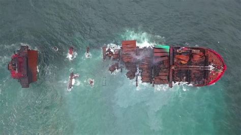 Sri Lanka Drone Footage Of Sunken Cargo Ship World News Sky News