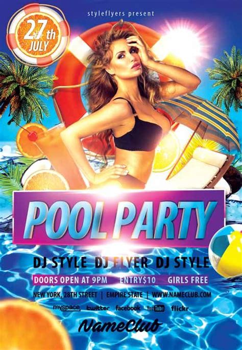 Summer Pool Party Free Flyer Template Summer Pool Party Free Flyer