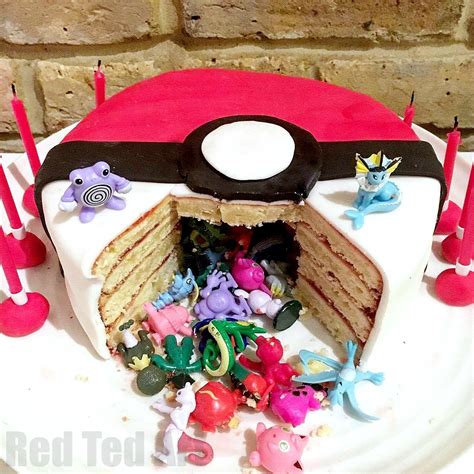Diy Pokemon Cake Surprise Pinata Pokeball Cake Red Ted Art Make