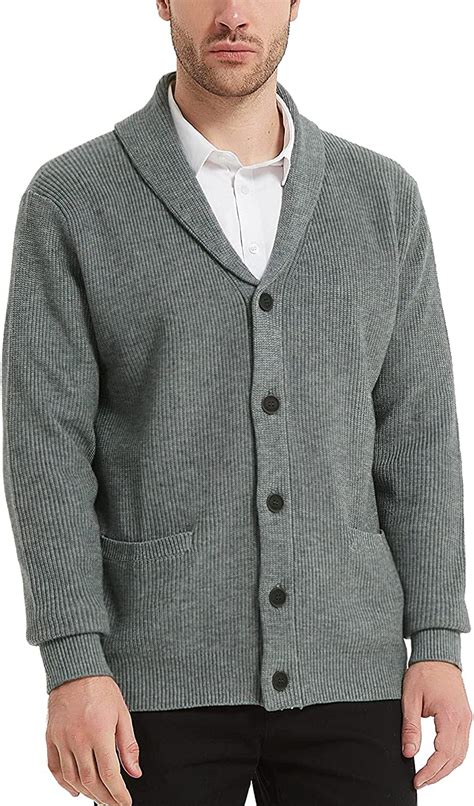 Buy Kallspin Mens Merino Wool Blended Shawl Collar Cardigan Sweater