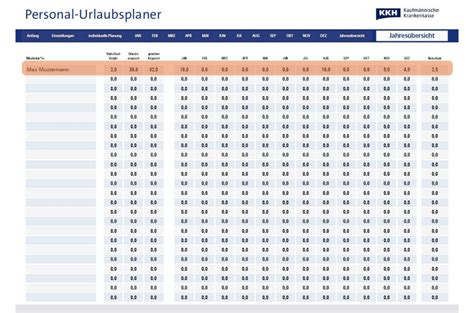Personal-Urlaubsplaner 2021 | KKH