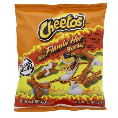 Cheetos Crunchy Flamin Hot Cheese Flavoured Snacks 354g Corn Based Bags Lulu Uae