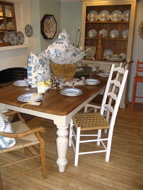 French Country Farm Table With Vintage Wood Top Champlain Base And 5