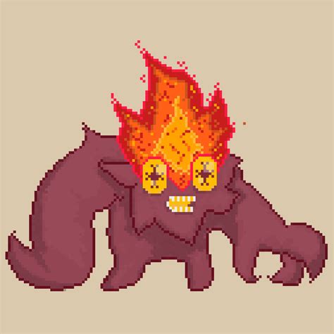 Artstation Fantasy Fire Creature In Pixel Art 128x128