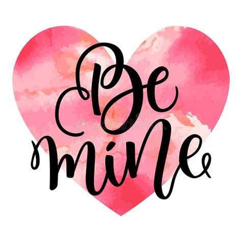 Be Mine Hand Lettering Ink Calligraphy On Chalkboard Background