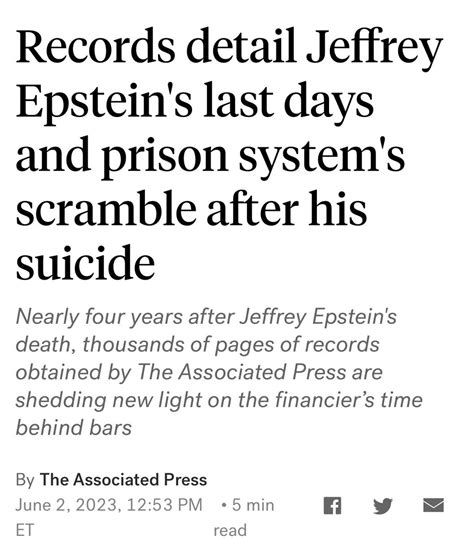 L On Twitter New Epstein Docs Article Jeffrey Epstein Jail Suicide Records