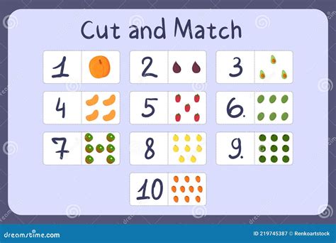 Flash Cards With Numbers For Kids Set 5 Cut And Match Pictures With