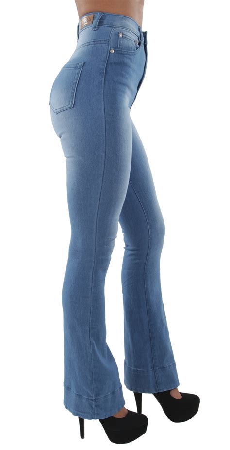 Womens Juniors Bell Bottom High Waist Bootcut Flared Jeans Bootleg Ebay