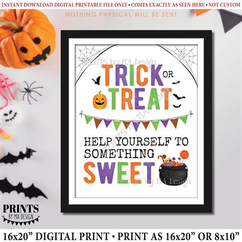 Trick Or Treat Help Yourself To Something Sweet Treat Sign Please Take
