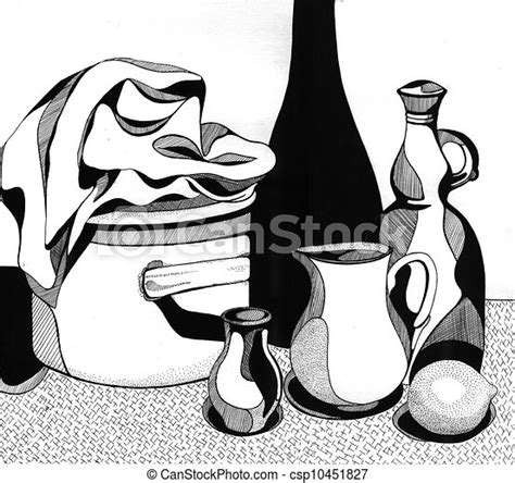 Clip Art Of Still Life Illustration Of Black And White Still Life