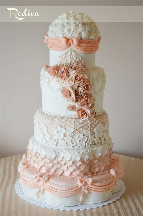 Peach And Cream Wedding Cake
