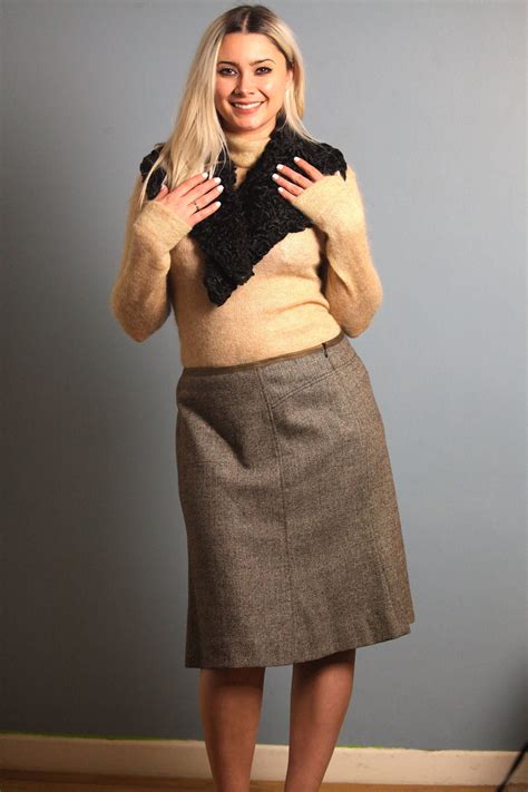 Vintage Laurel Wool Skirt With Leather Edge By Beegreenebeeoriginal On