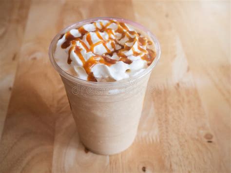 Coffee Caramel Frappe With Whipped Cream Stock Image Image Of Food