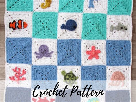 Crochet Ocean Blanket Pattern Crochet Sea Creature Blanket Etsy Uk