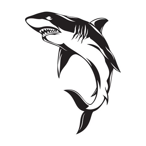 Shark Silhouette Vector Illustration Black And White Shark Clipart