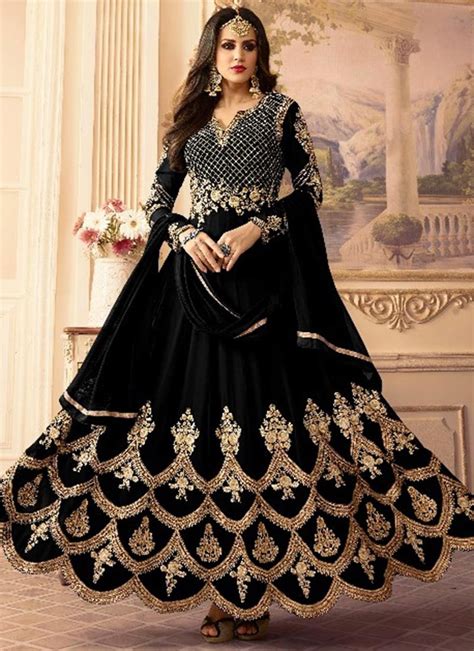 Buy Black Embroidered Anarkali Suit Party Wear Embroidered Anarkali