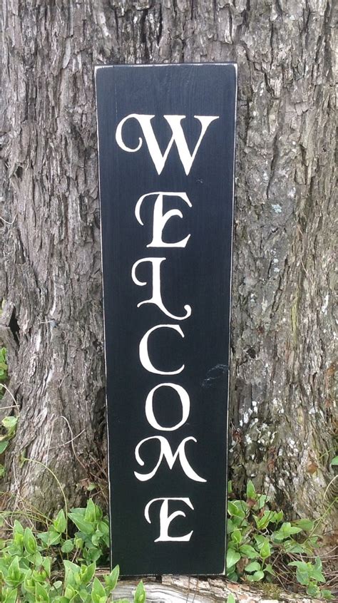 Vertical Rustic Wood Welcome Sign Wooden Welcome Sign Etsy