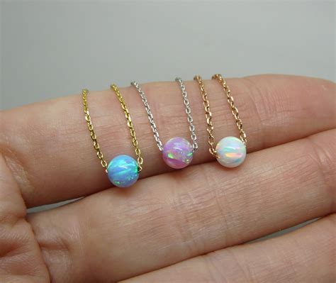 Opal Necklace Opal Jewelry Dainty Opal Bead Minimalist