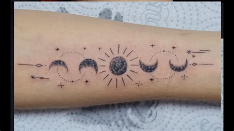 Tatuagem Feminina Delicada Fases Da Lua Com O Sol Time Lapse Noel