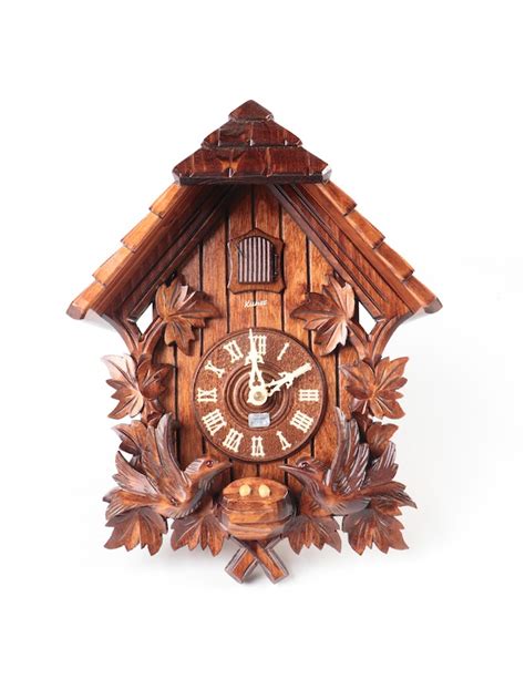 Kuner German Black Forest Carved Wood Cuckoo Clock Late 20th Century