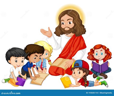 Jesus Predicando A Un Personaje De Dibujos Animados De Un Grupo De