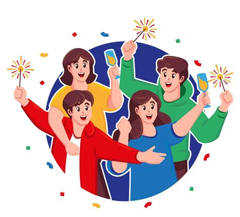 happy people celebrate new year and merry christmas 35990490 vector art at vecteezy