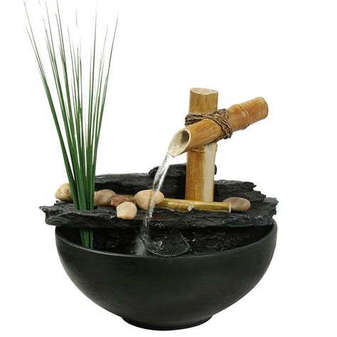 Alpine 11 In Calming Bamboo Tabletop Fountain Tt5136 The Home Depot