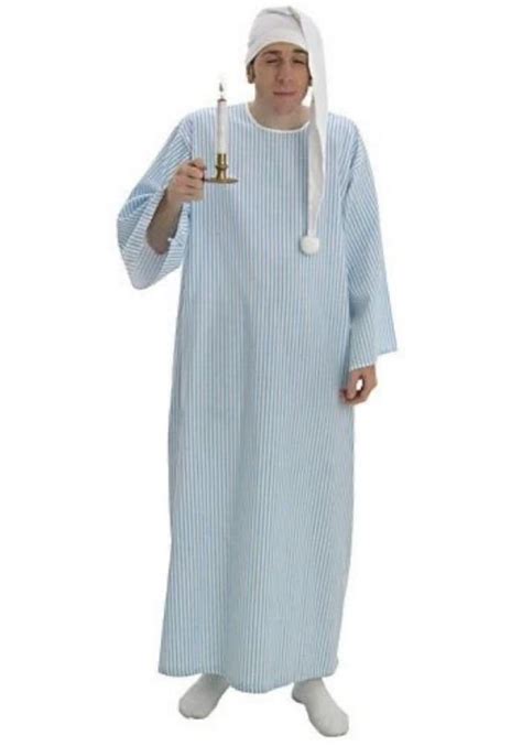 guy in striped nightcap nightgown and candle stick holder costume nightcap nightgown and candle