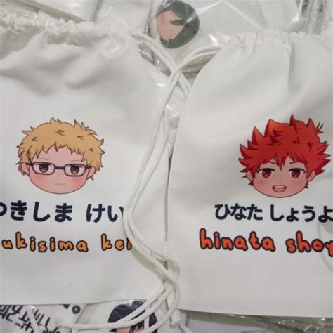 haikyuu strap bag tsukisima hinata kenma nishinoya miya atsumu osamu suna kageyama drawstring