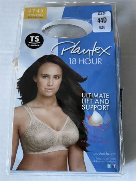 Playtex Nude Bra Hour Ultimate Lift And Support Wire Free Size D