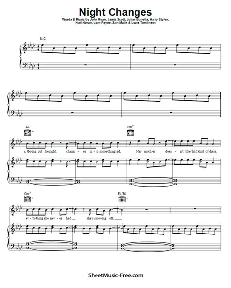 Download Night Changes Sheet Music Pdf One Direction Download
