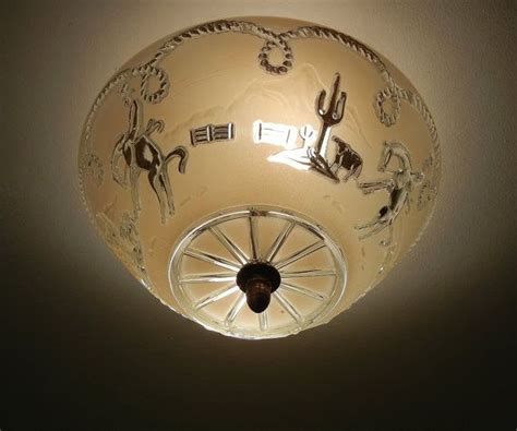 Modern ceiling light shades x3 frosted white glass bell shaped replacement shade. Vintage Western Ceiling Light 1940's OLD WEST Cowboy Theme ...