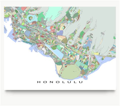 Honolulu Map Print Oahu Hawaii Usa City Street Map By Mapsasart