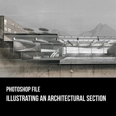 Illustrating An Architectural Section In Photoshop File Psd With All
