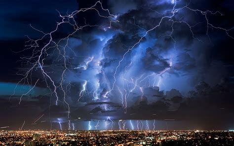 Wallpaper City Night Nature Lightning Storm Atmosphere Thunder
